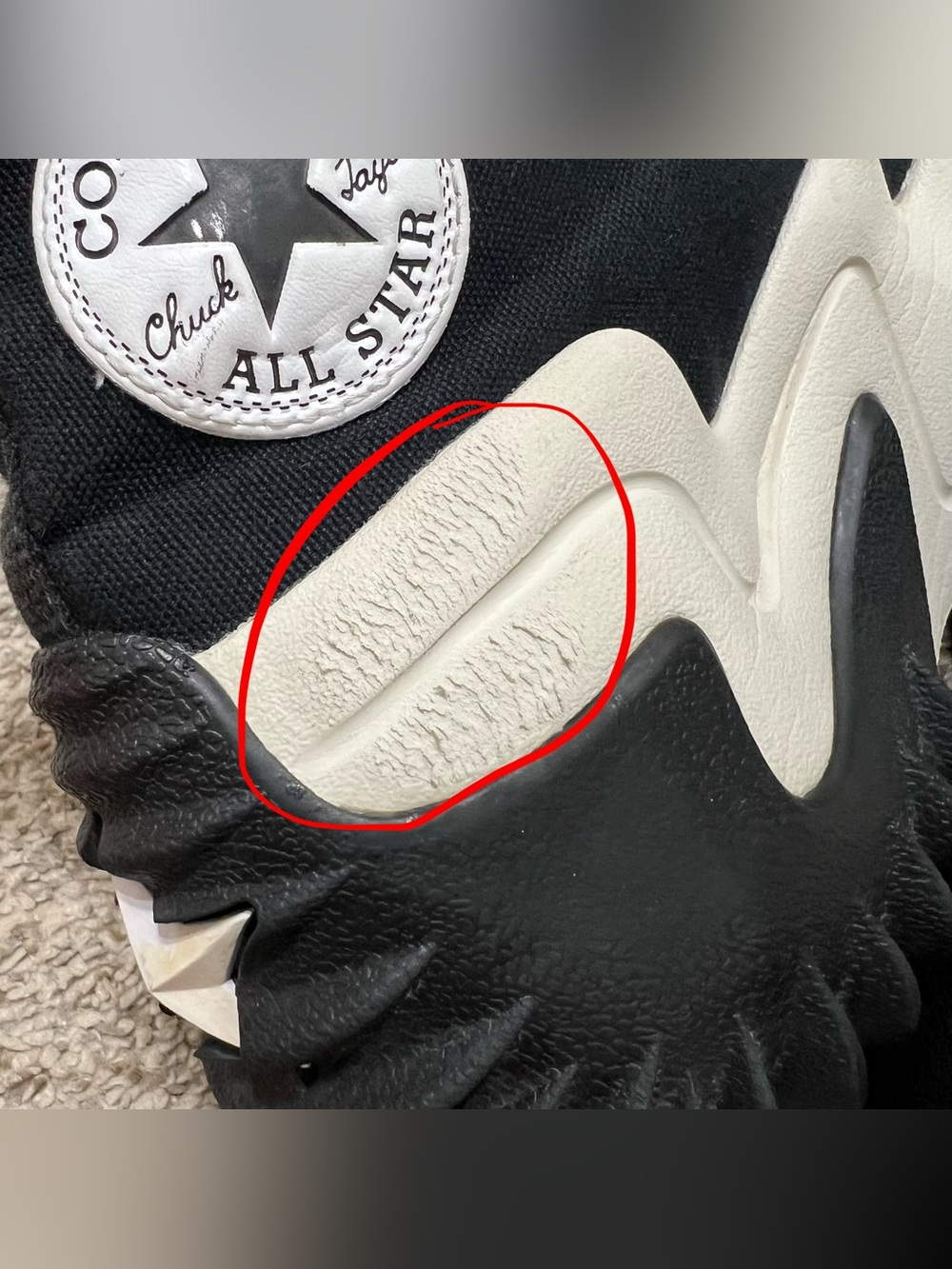 Converse Run Star Motion Platform High-Top Sneakers Black/White/Gum Size M6/W7.5 - Picture 12 of 13
